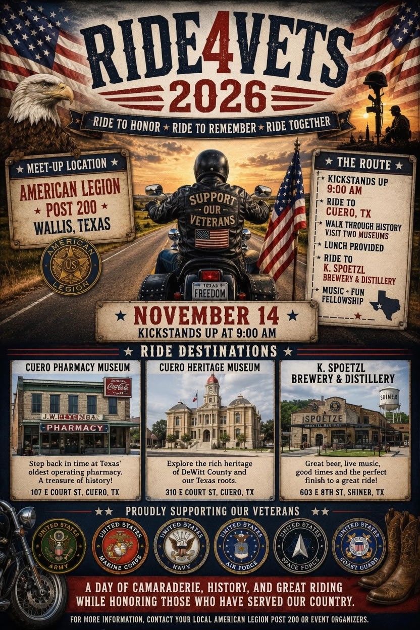 Ride4Vets 2026 patriotic motorcycle ride flyer